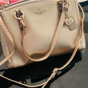 Coach Metallic Gold Satchel with Heart Charm